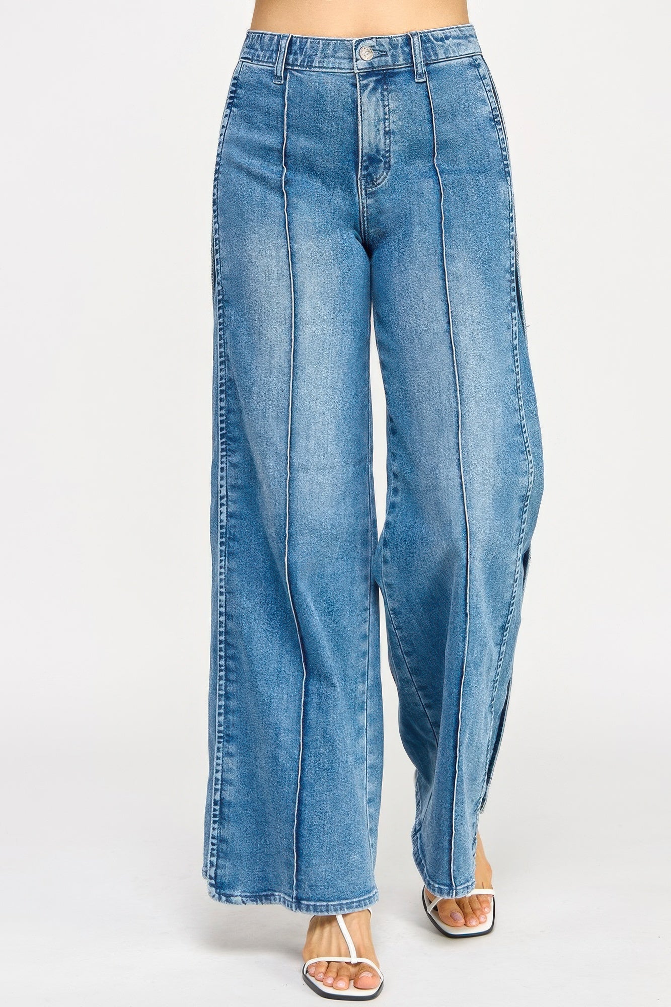 High Rise Wide Leg Jeans With Tummy Control Saige Jeans