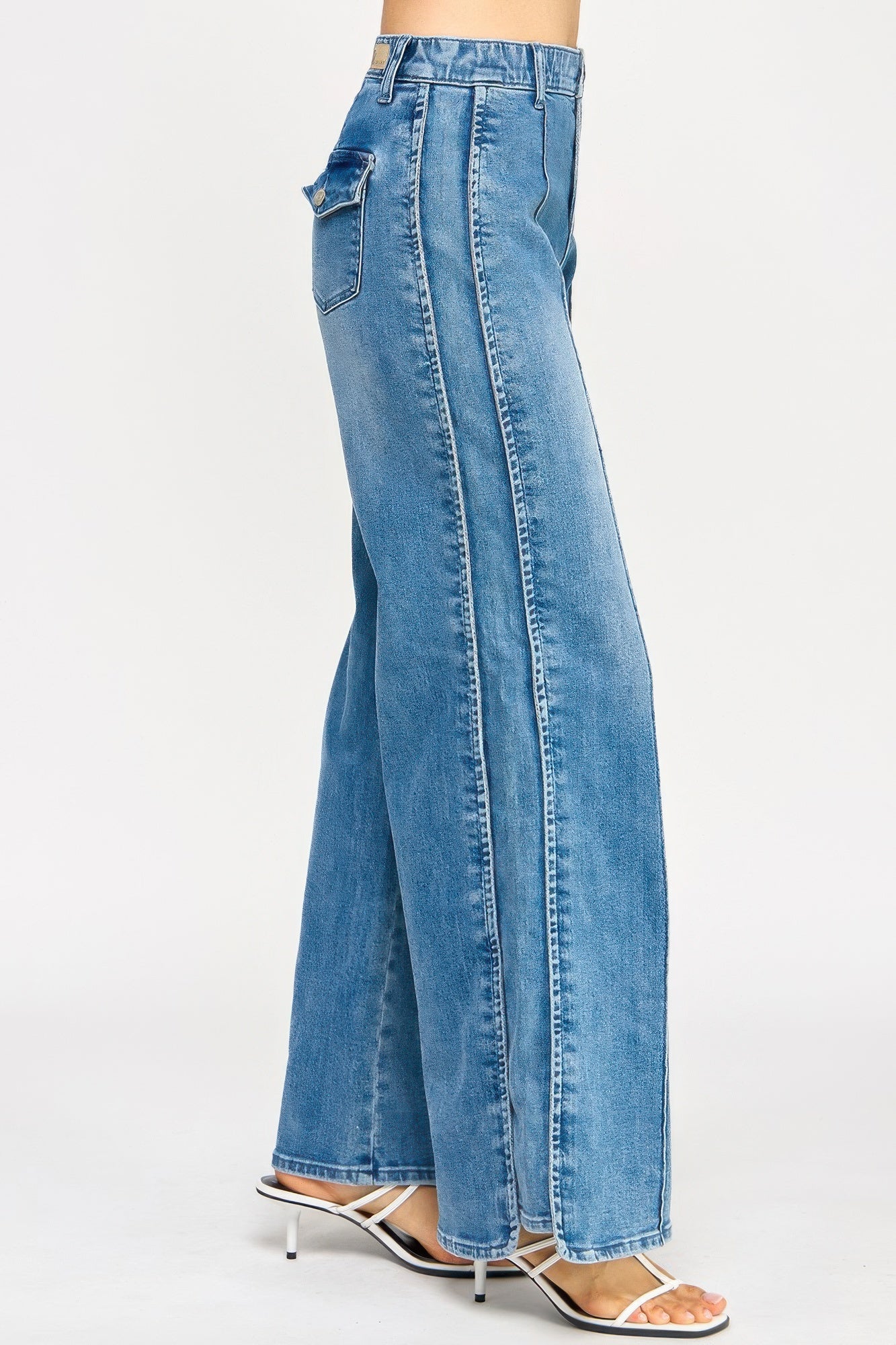 High Rise Wide Leg Jeans With Tummy Control Saige Jeans