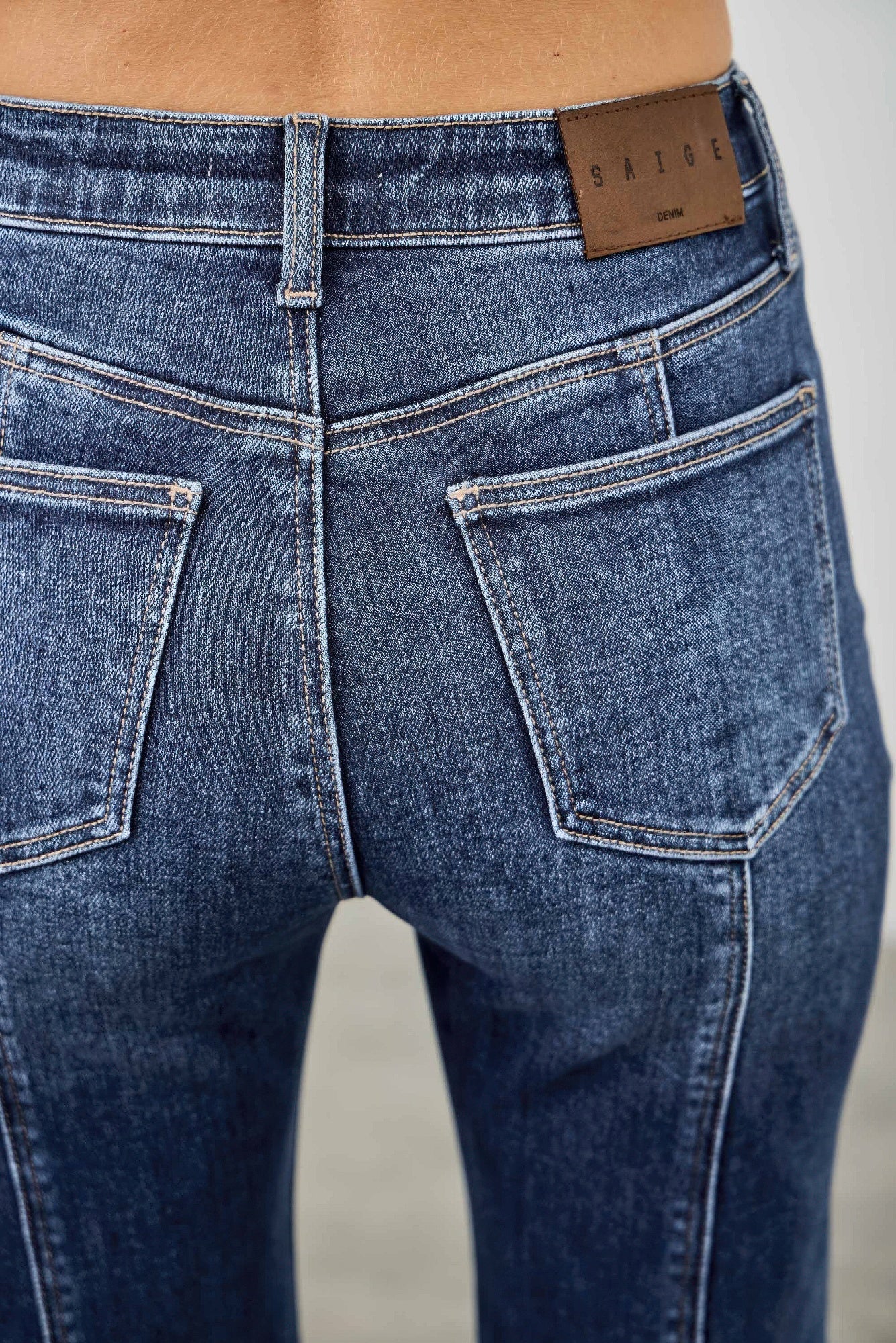 High Rise Boot Cut Jeans With Seam Detail Saige Jeans