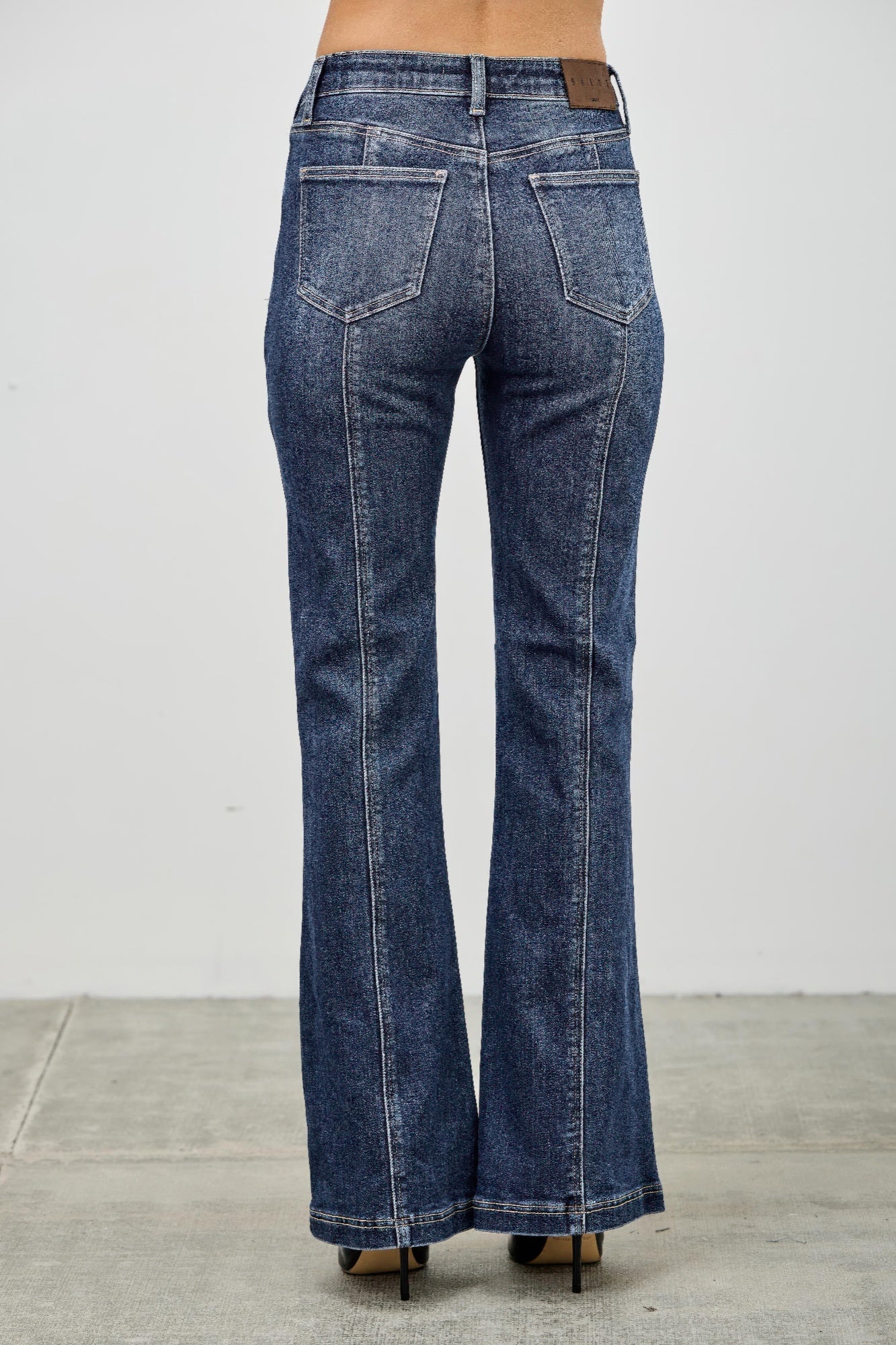 High Rise Boot Cut Jeans With Seam Detail Saige Jeans