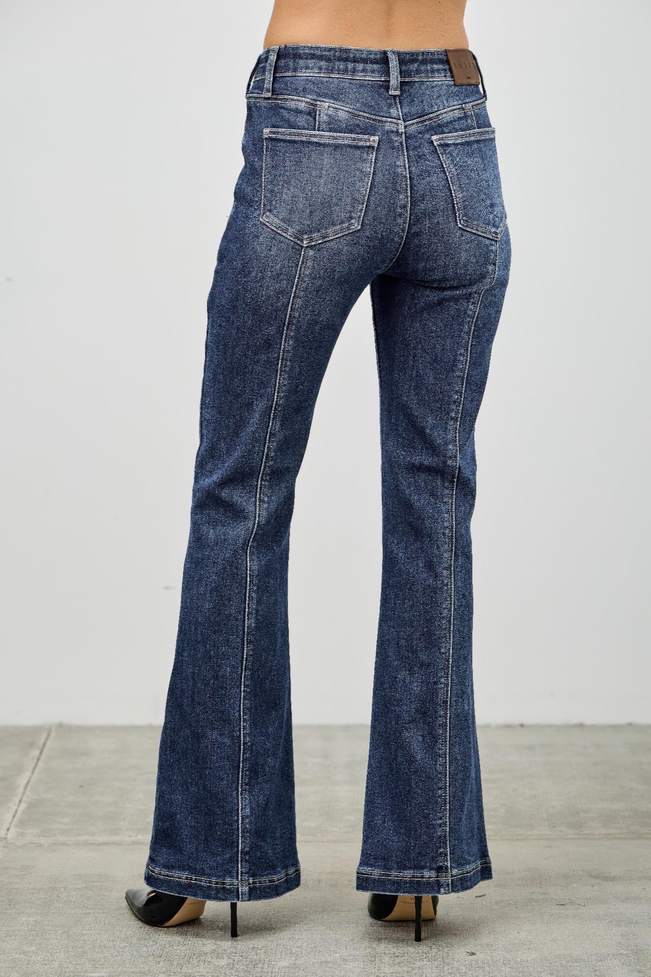 High Rise Boot Cut Jeans With Seam Detail Saige Jeans