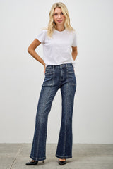 High Rise Boot Cut Jeans With Seam Detail Saige Jeans