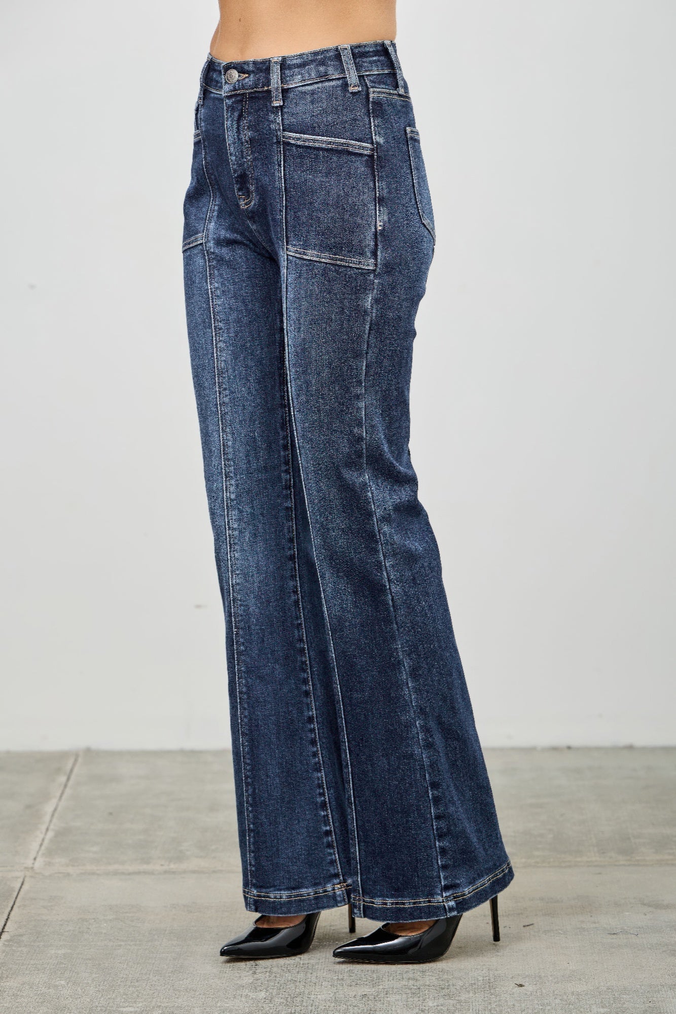 High Rise Boot Cut Jeans With Seam Detail Saige Jeans