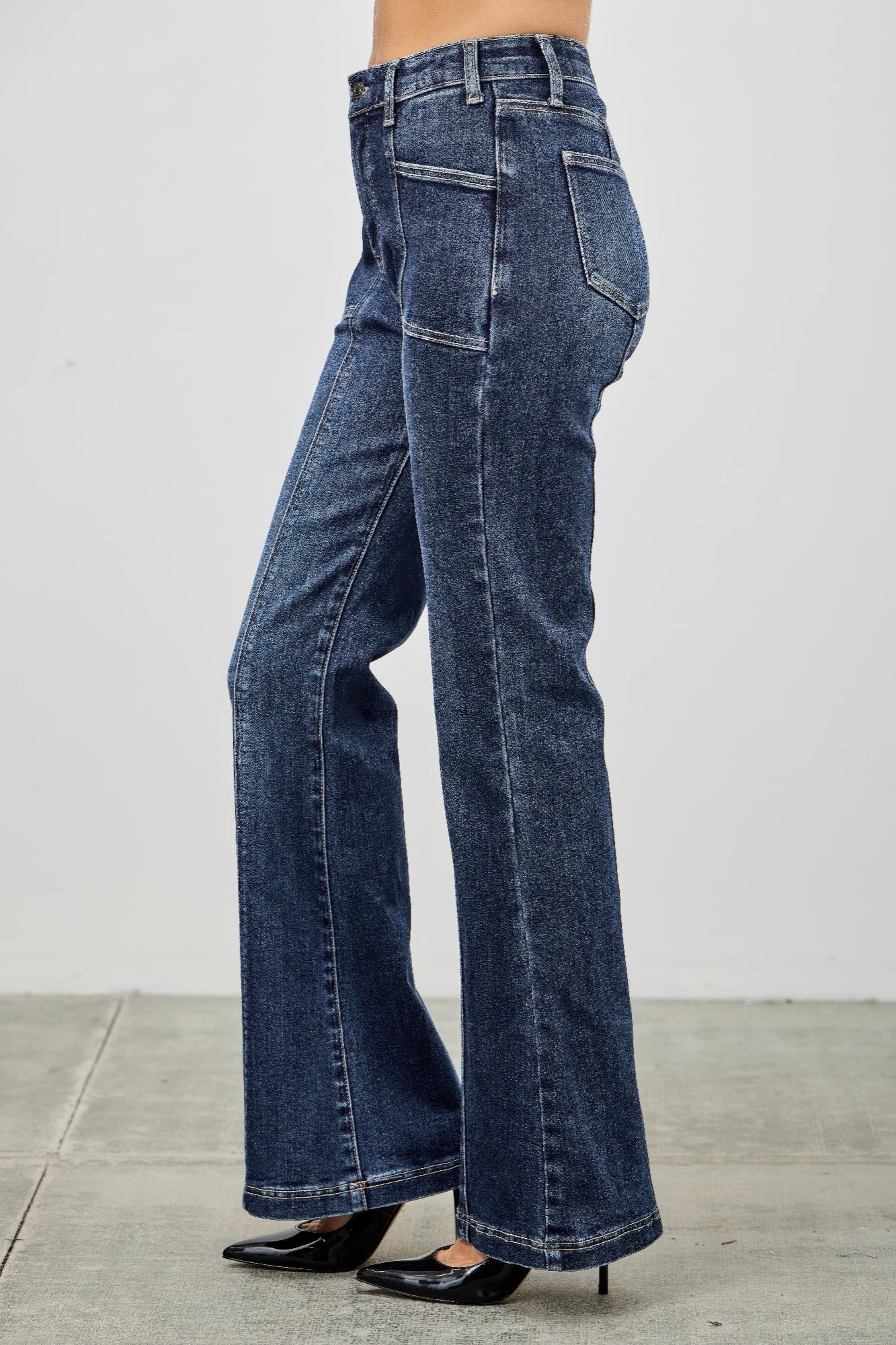 High Rise Boot Cut Jeans With Seam Detail Saige Jeans