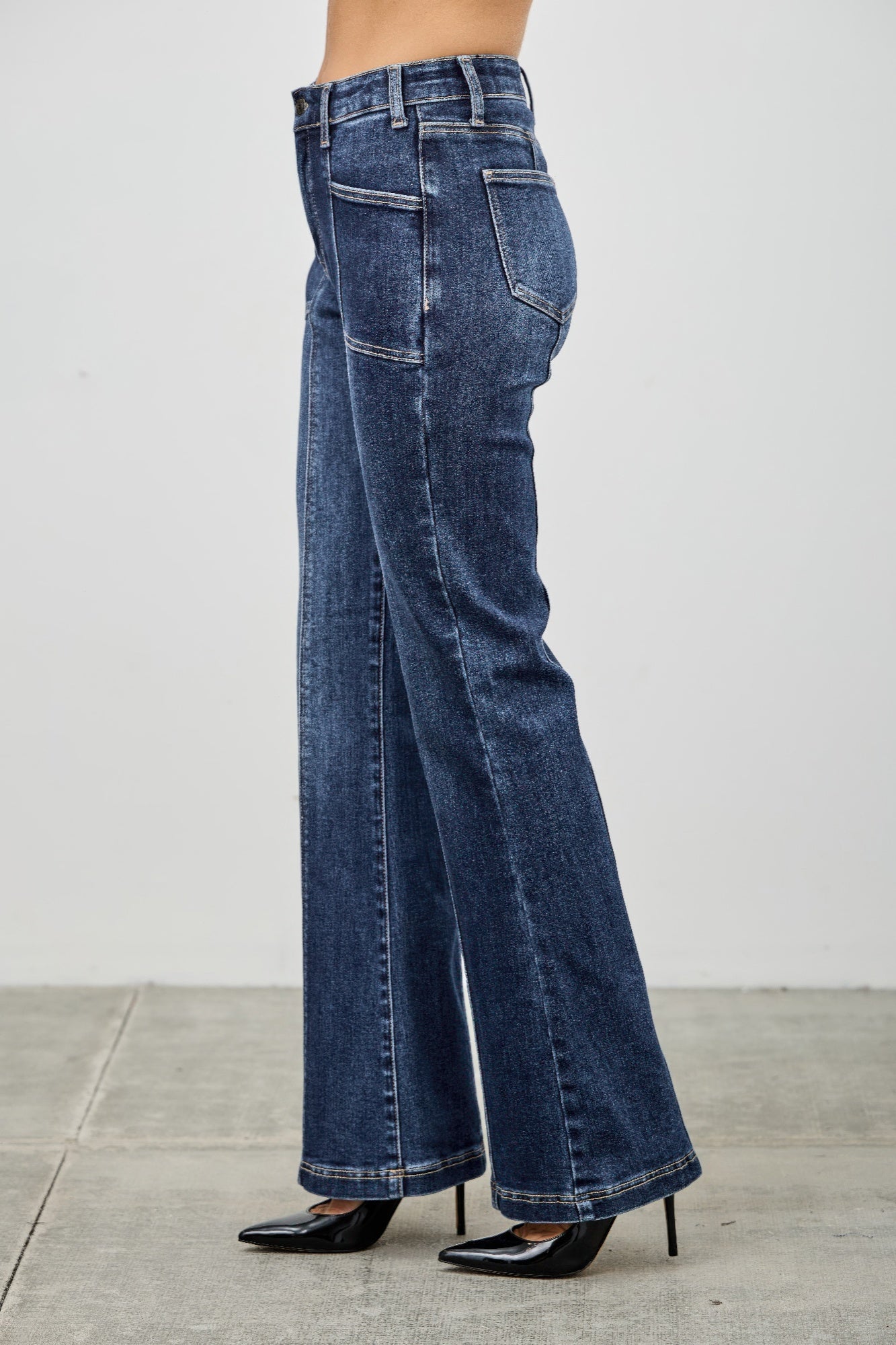High Rise Boot Cut Jeans With Seam Detail Saige Jeans
