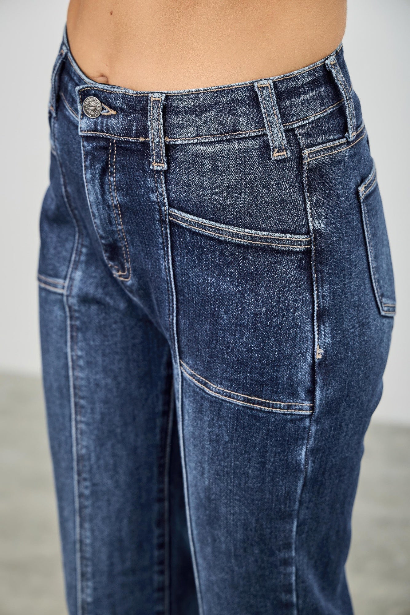 High Rise Boot Cut Jeans With Seam Detail Saige Jeans