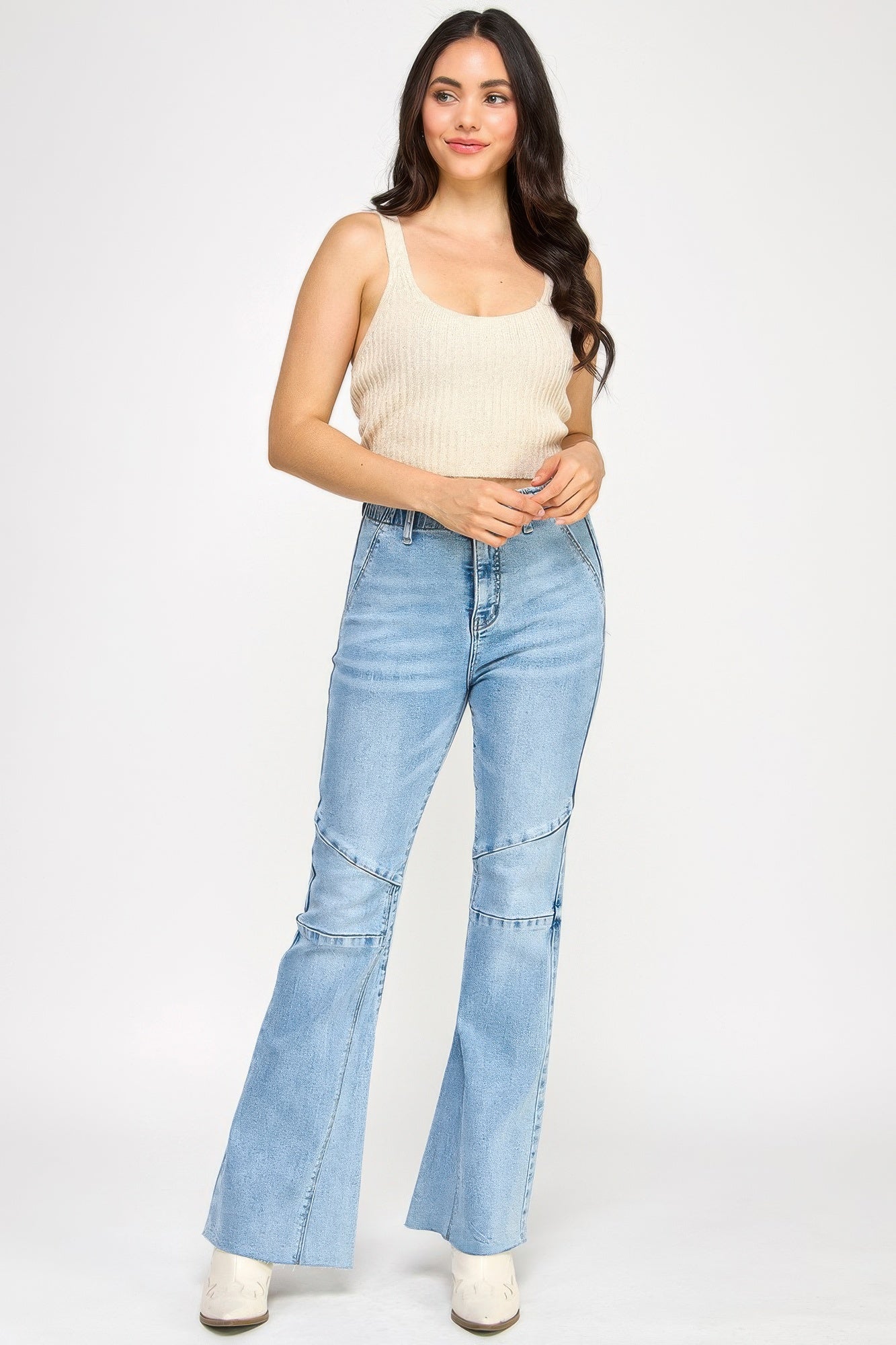 High Rise Flare Jeans With Seam Detail Saige Jeans