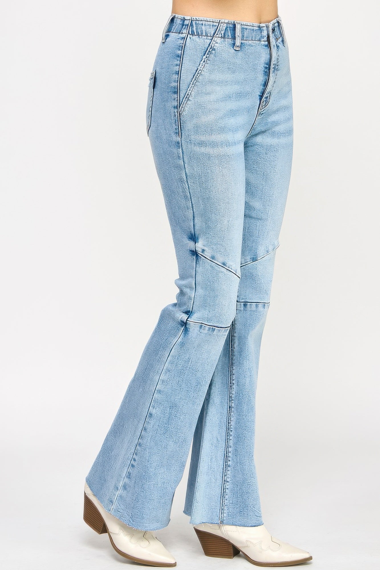 High Rise Flare Jeans With Seam Detail Saige Jeans