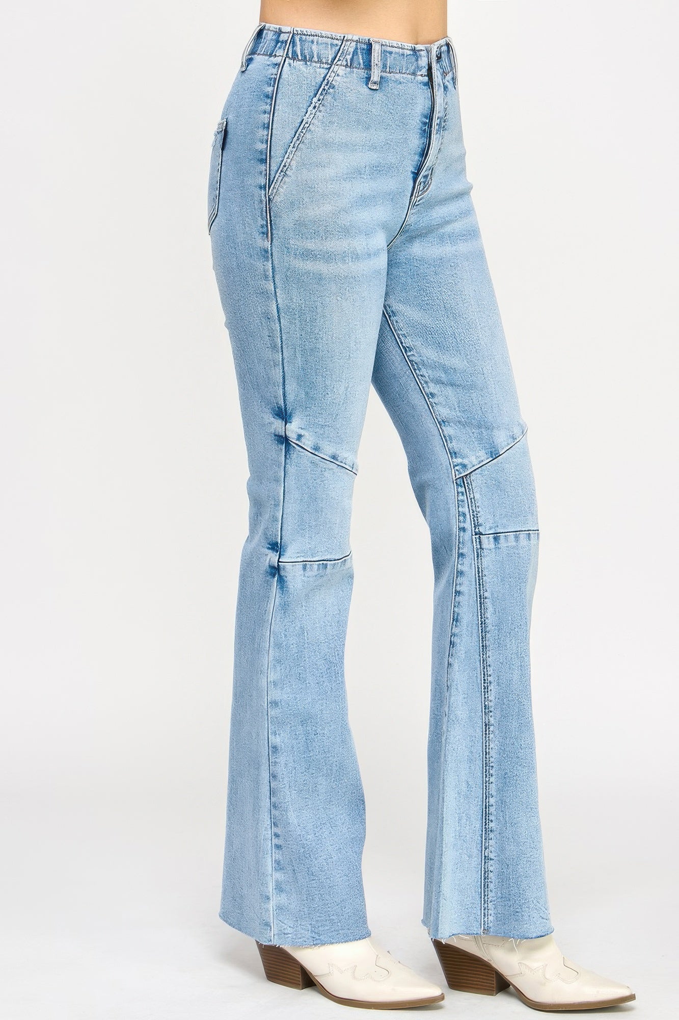 High Rise Flare Jeans With Seam Detail Saige Jeans