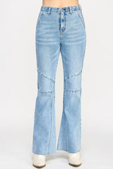 High Rise Flare Jeans With Seam Detail Saige Jeans 0