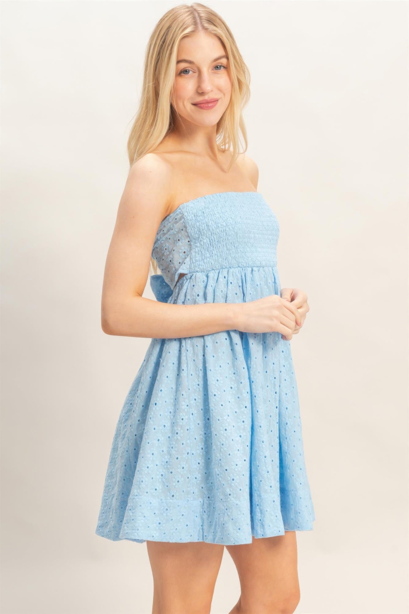 Smocked Tube Top Dress - Sky Blue HYFVE