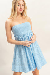 Smocked Tube Top Dress - Sky Blue HYFVE