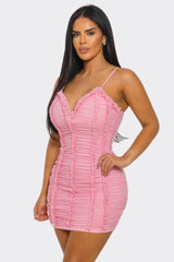 Pink Candy Crush Ruched Sweetheart Mini Dress DIOSA