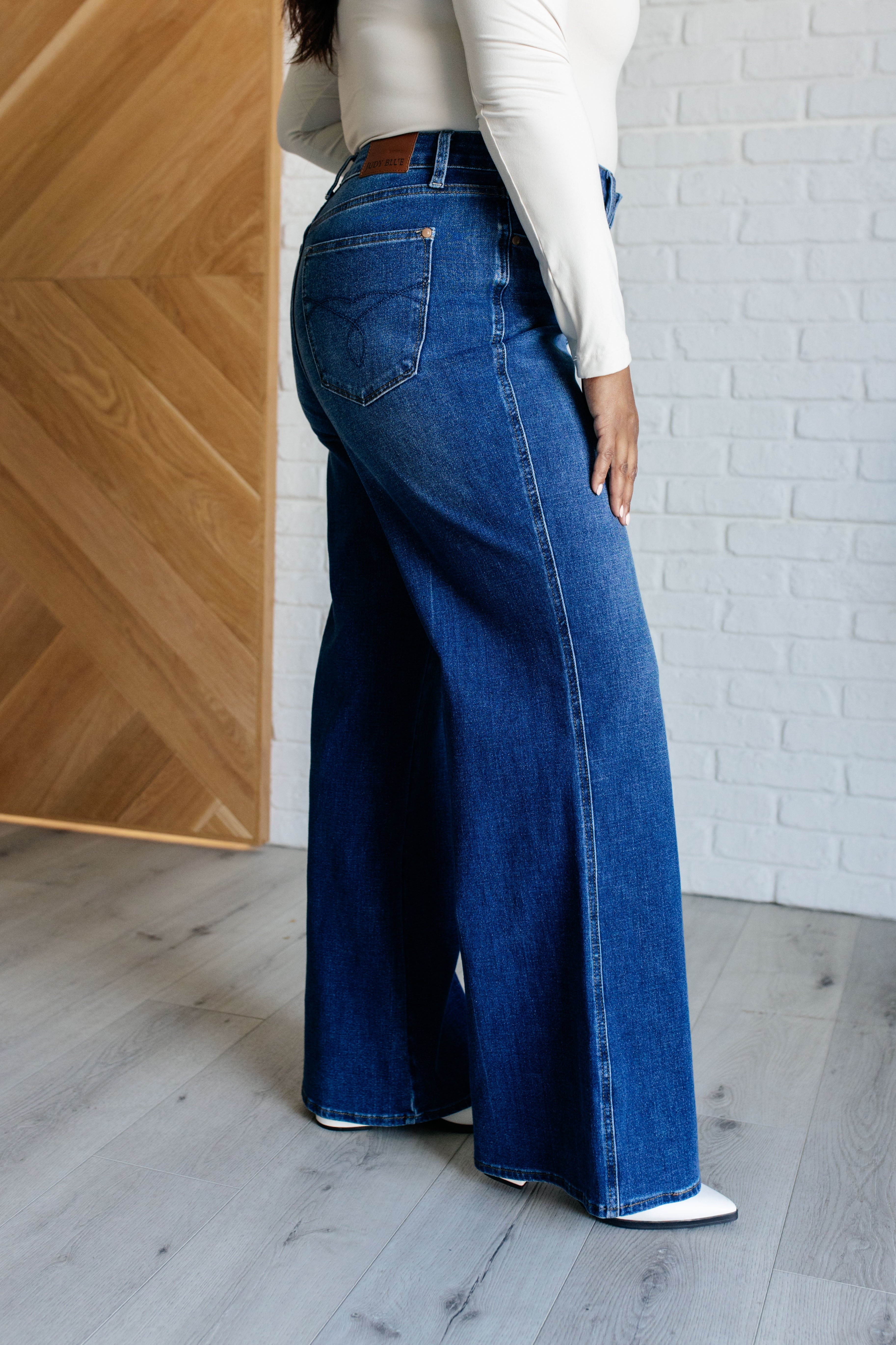 High Rise Control Top Retro Wide Leg Jeans Judy Blue   