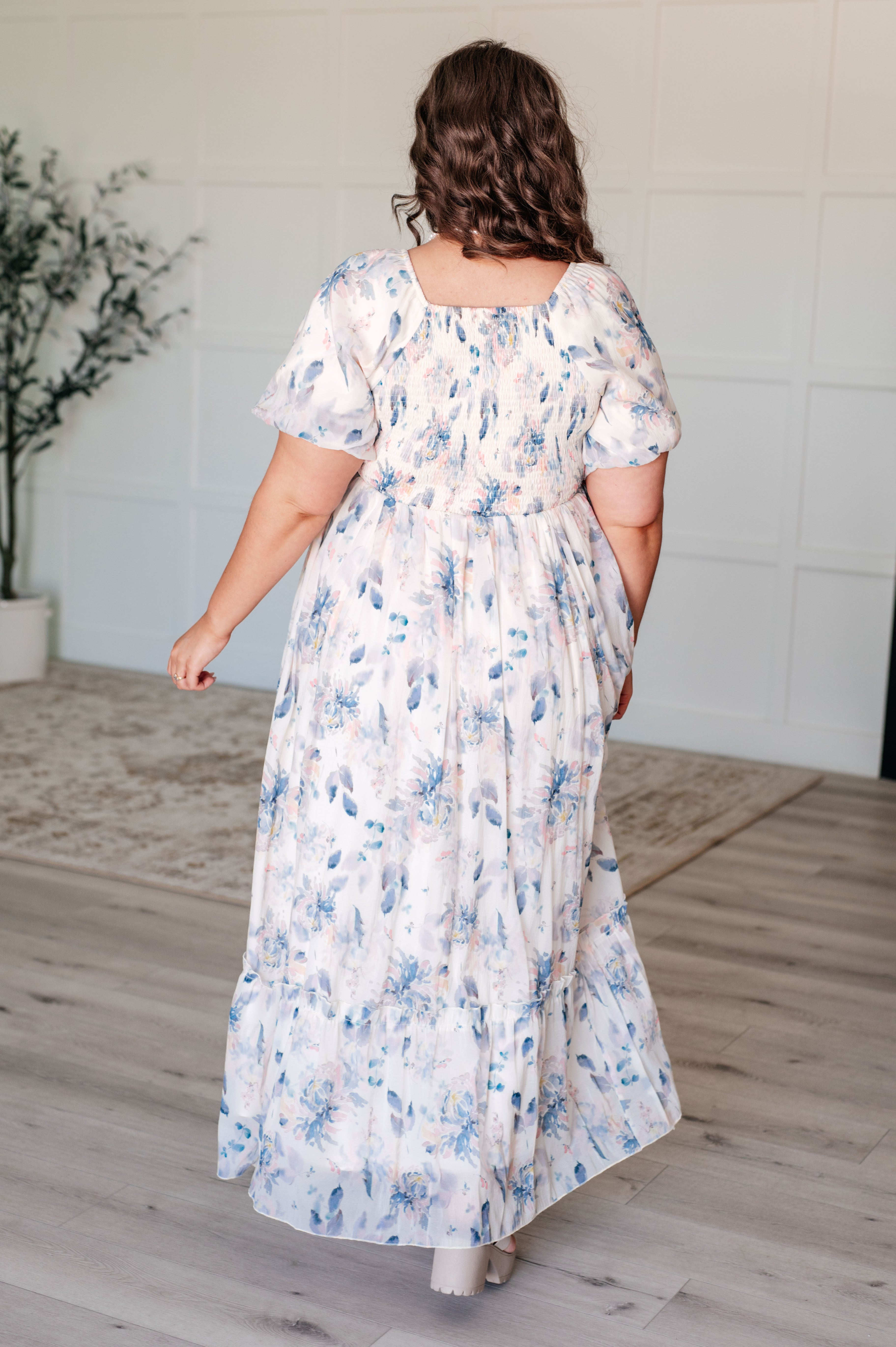 Gentle Yet Strong Balloon Sleeve Floral Maxi Dress Polagram   