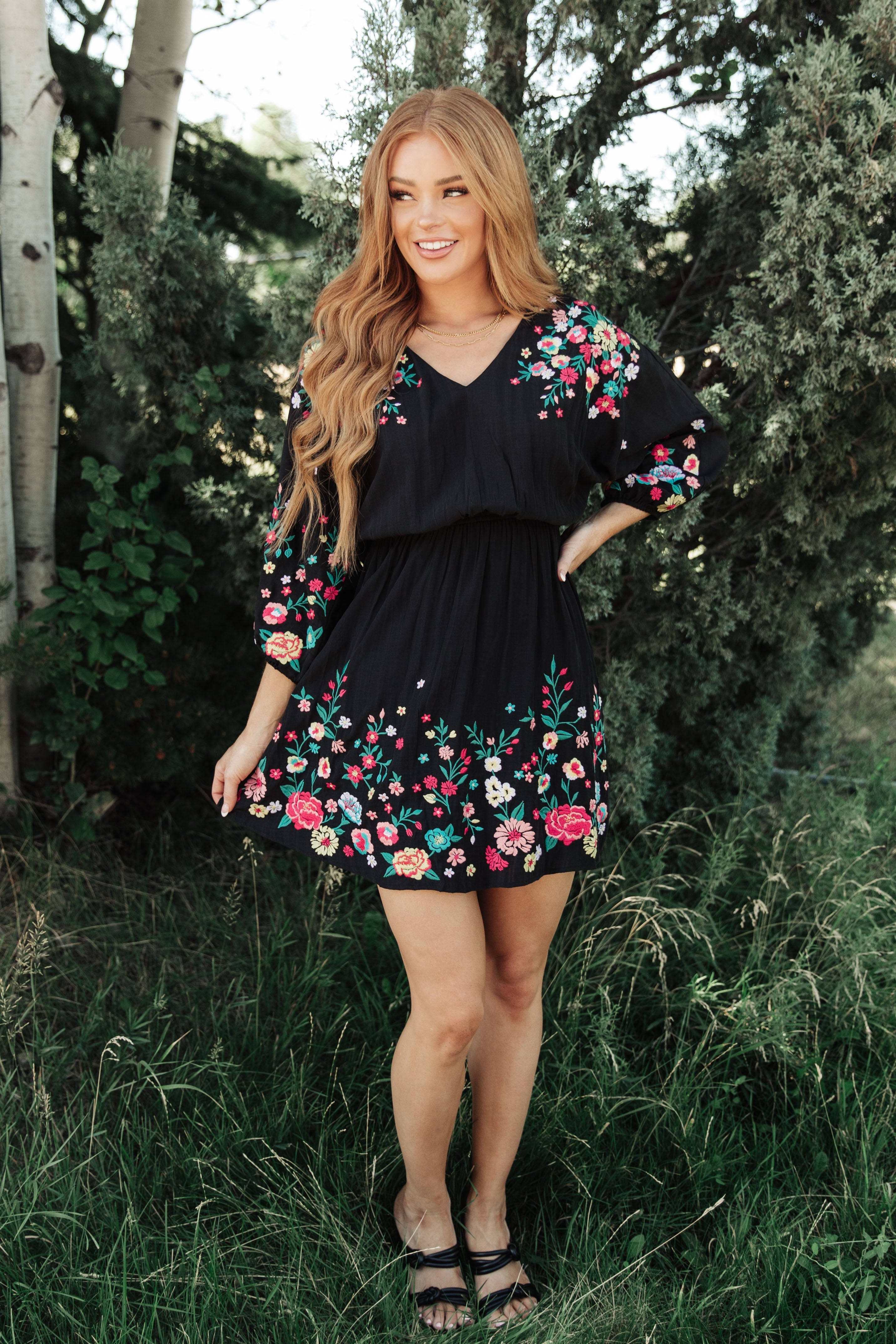Happy To See You Floral Embroidered Dress SALE