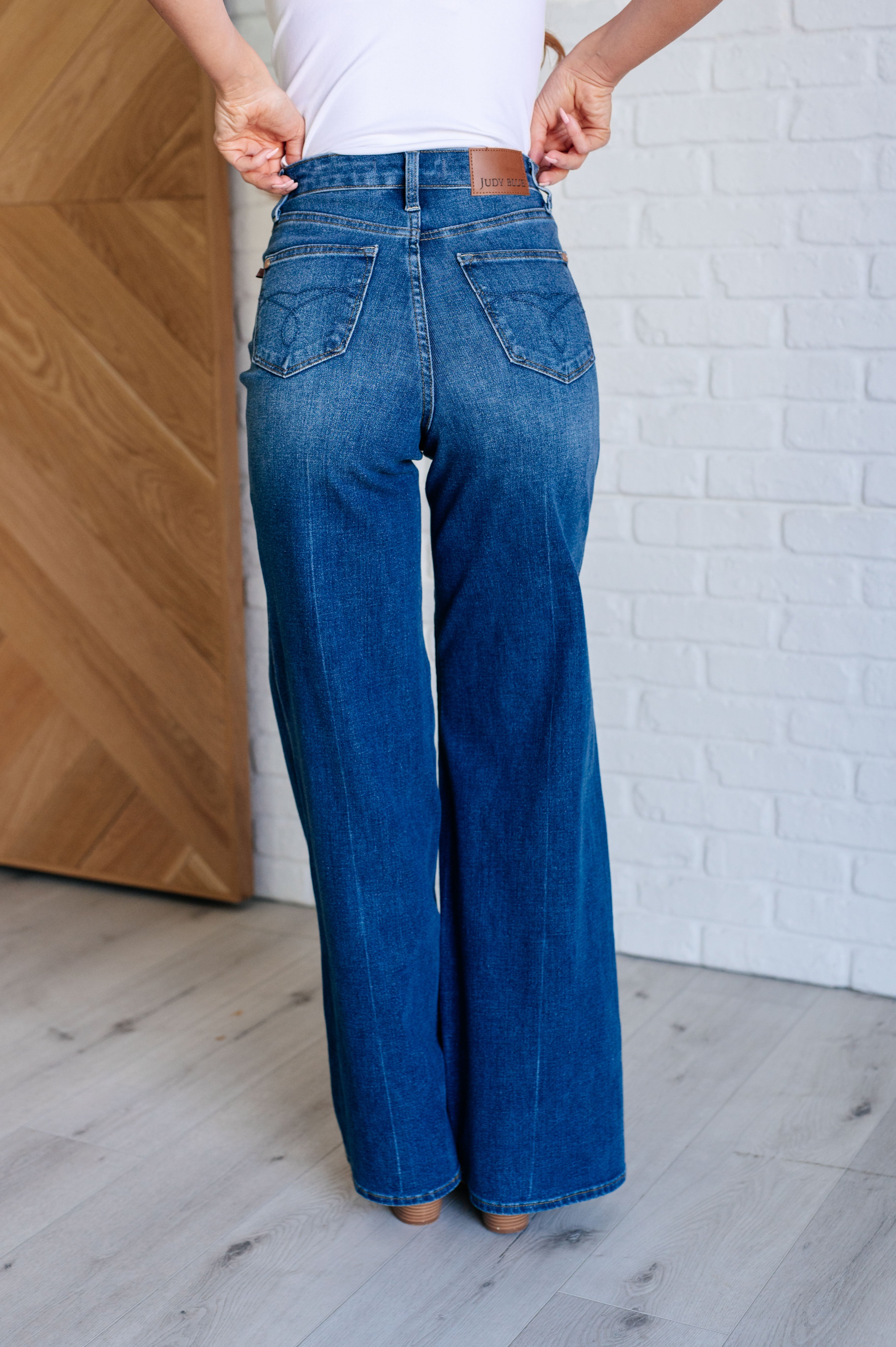 High Rise Control Top Retro Wide Leg Jeans Judy Blue   