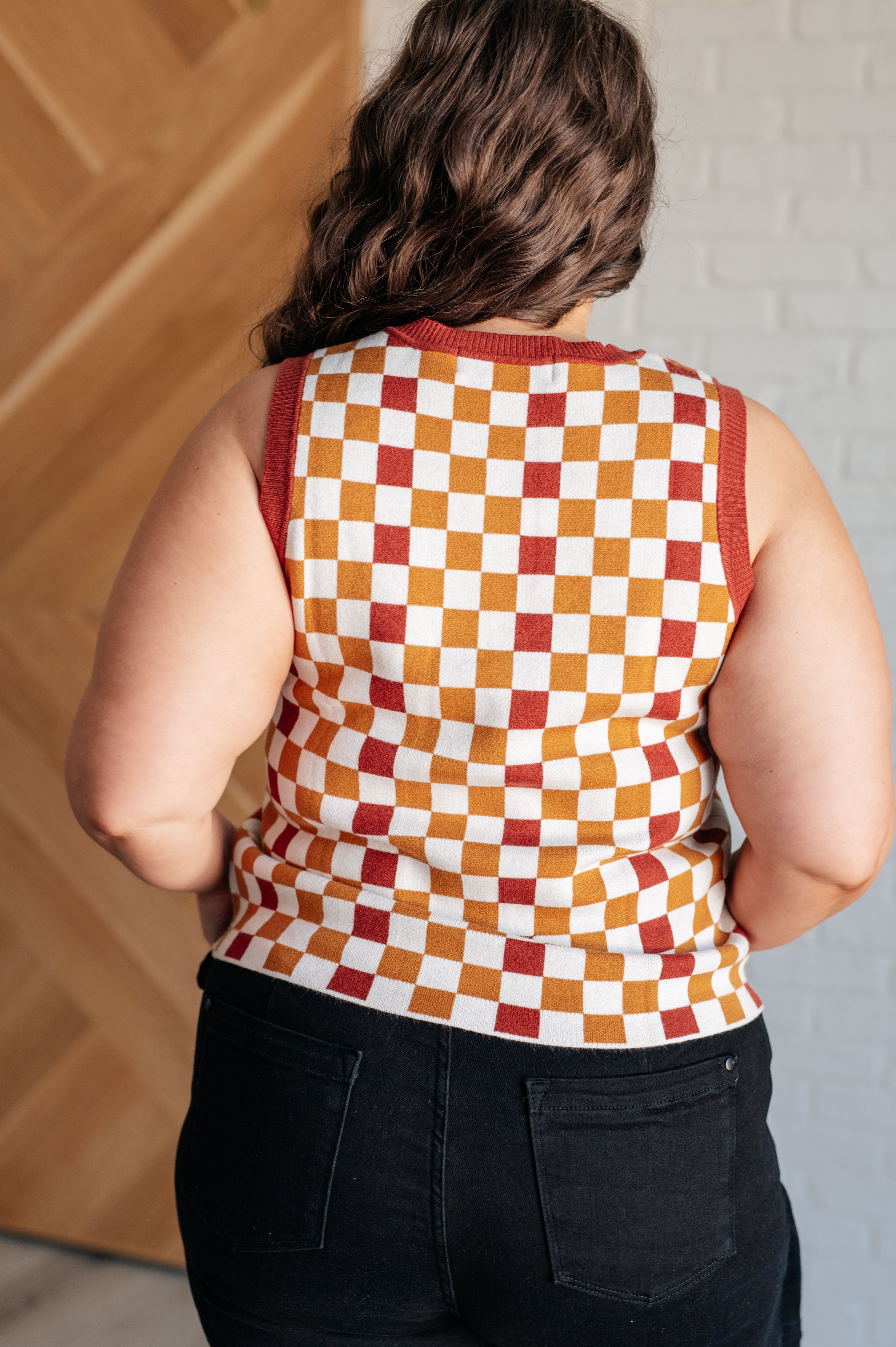 Keeping Score Checkered Knit Tank One Eleven North   