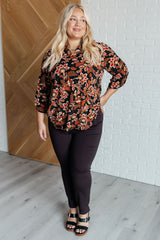 Lizzy Top in Black and Chocolate Floral Dear Scarlett   