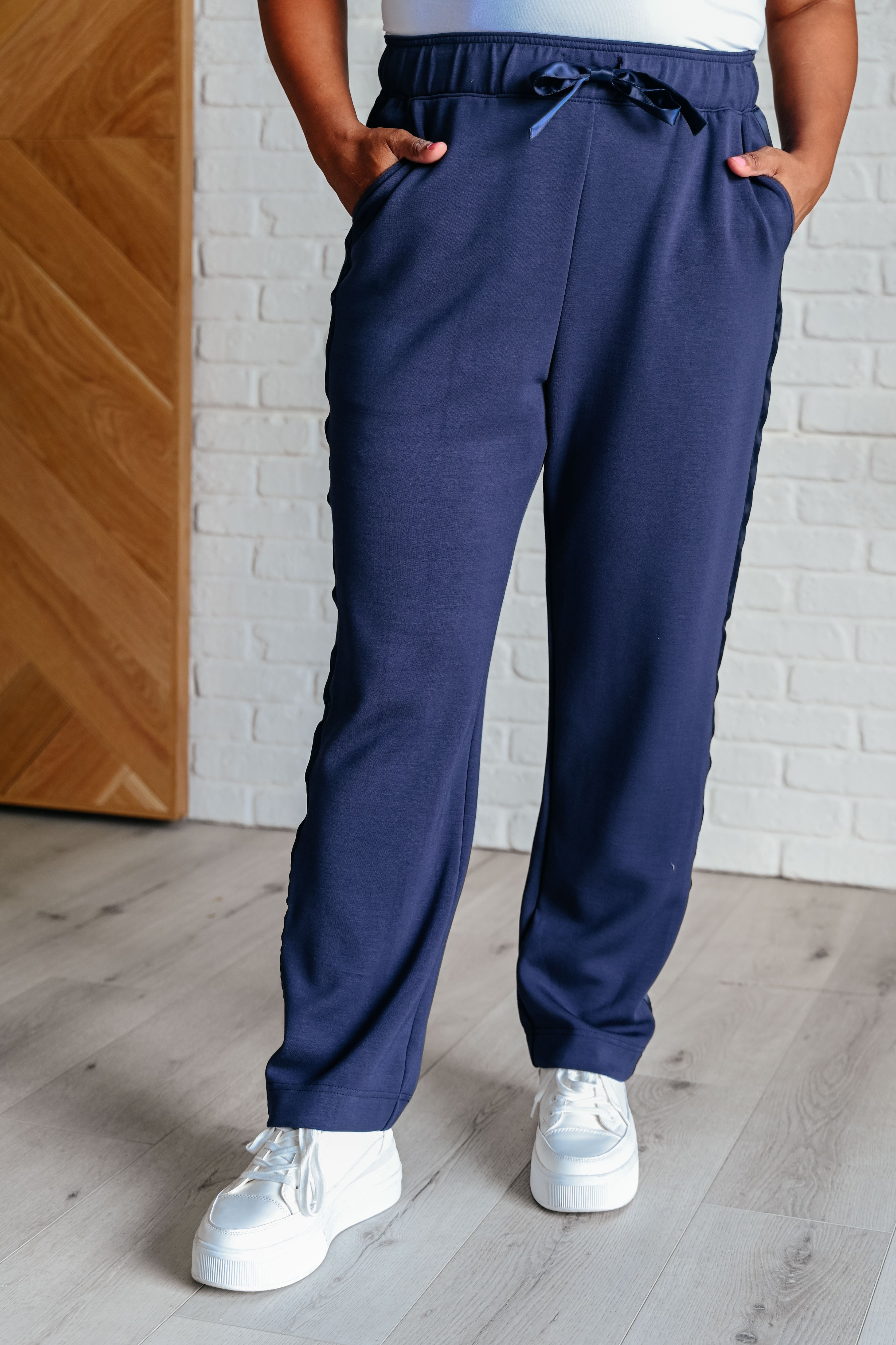 Lysa Satin Stripe Lounge Pants in Smoky Navy Rae Mode   