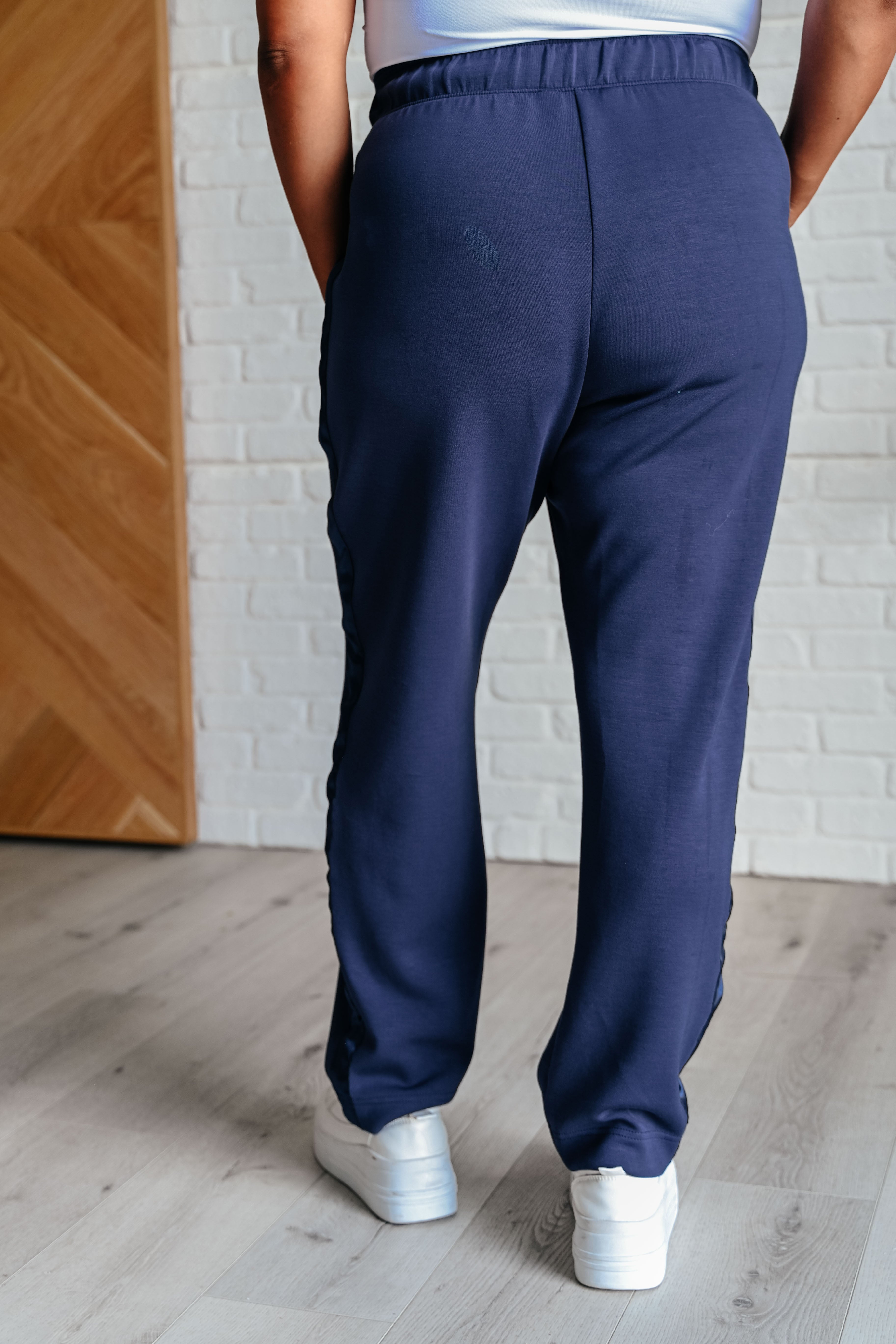 Lysa Satin Stripe Lounge Pants in Smoky Navy Rae Mode   