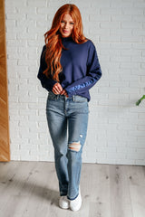 Lysa Satin Stripe Pullover in Smoky Navy Rae Mode   