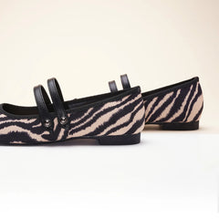 C.Paravano Two-Tone Double-Strap Mary Jane (Clara) in Zebra SALE