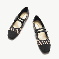 C.Paravano Two-Tone Double-Strap Mary Jane (Clara) in Zebra SALE