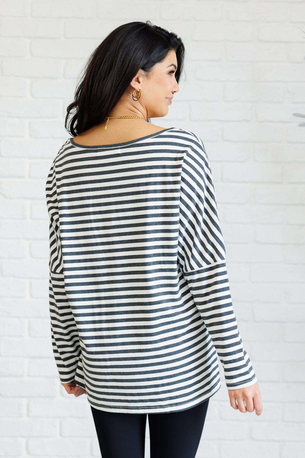 Jersey Knit Striped Oversized Long Sleeve Top One Eleven North   