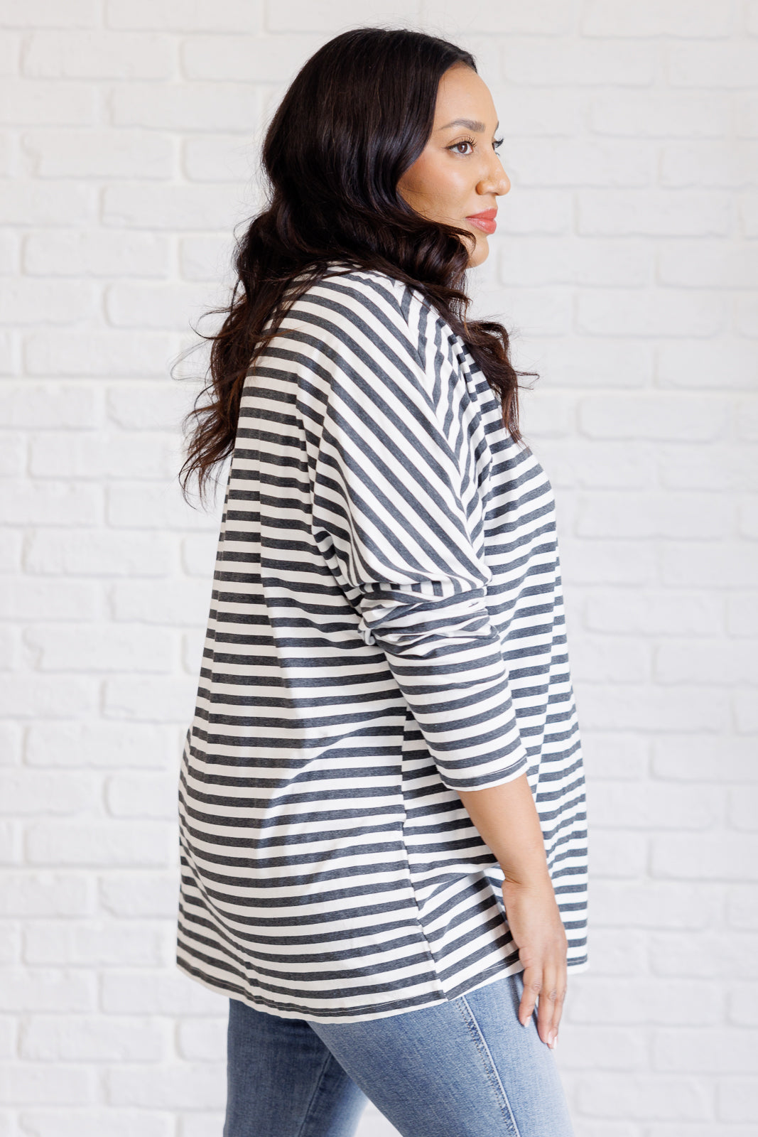 Jersey Knit Striped Oversized Long Sleeve Top One Eleven North   