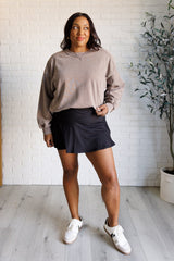 Quick Fix Mineral Wash Crew Neck Pullover in Mocha Rae Mode   