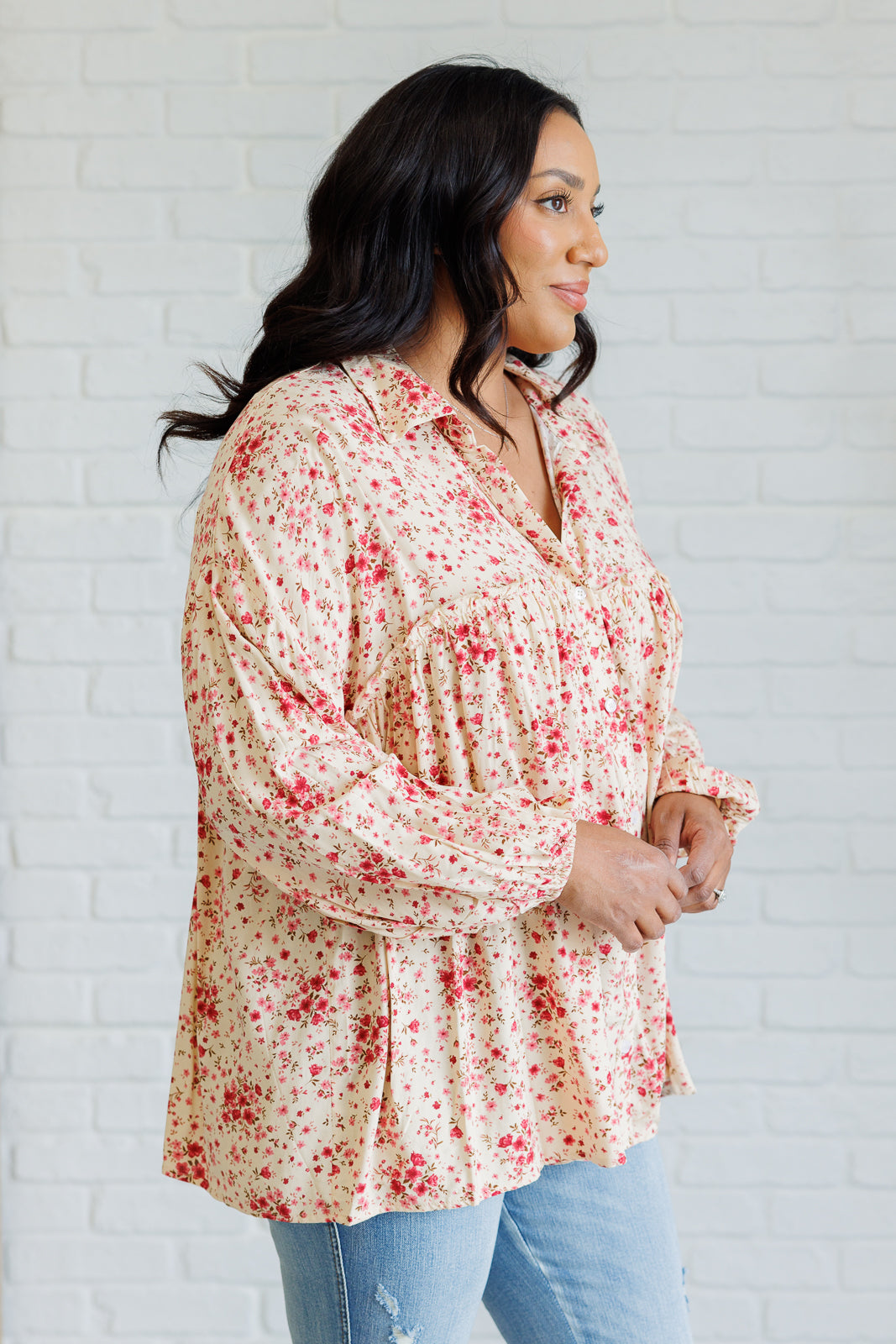 Poplin Woven Floral Button Down Top Andree By Unit   