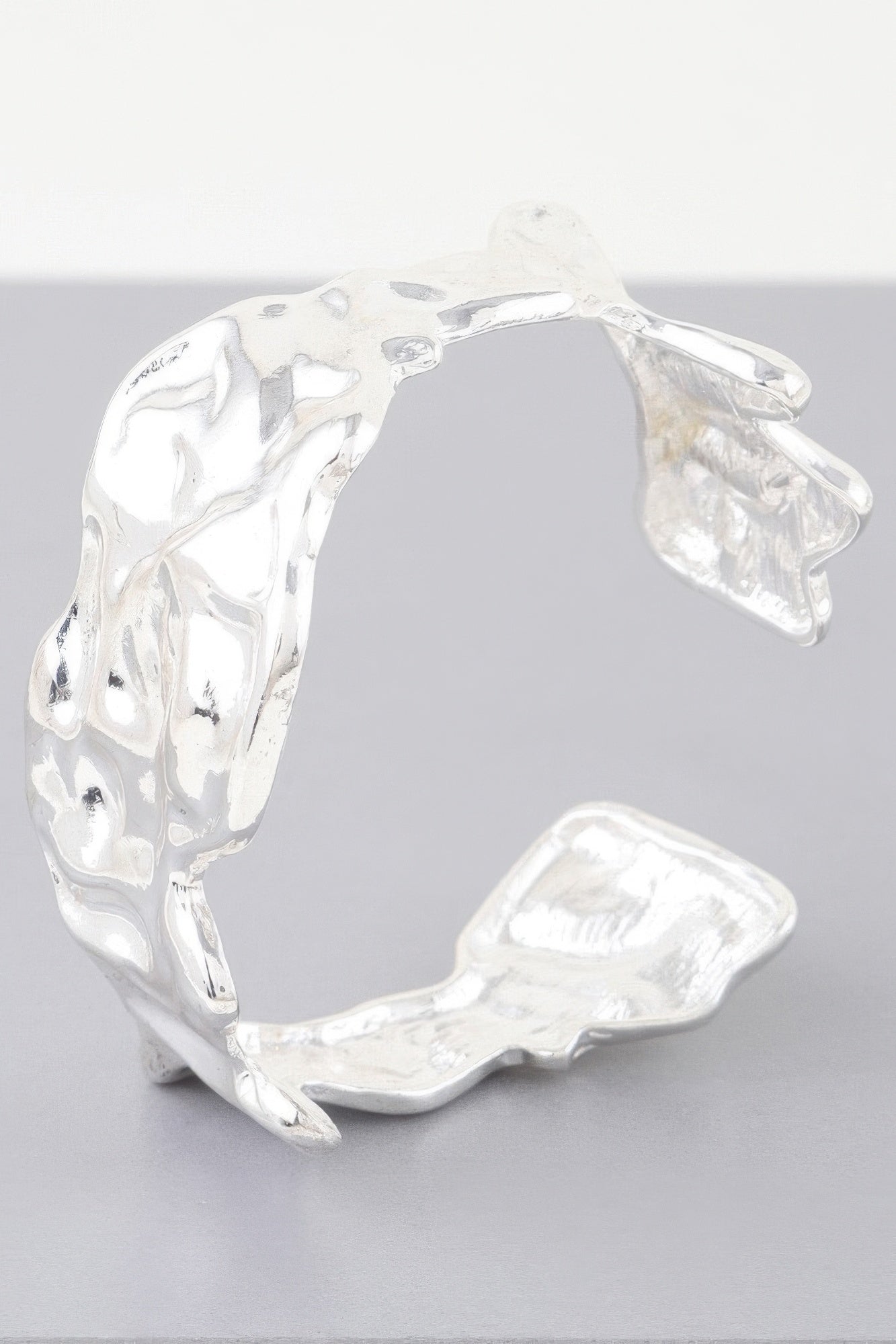 Abstract Ripple Open Cuff Bracelet Simmer & Fay Silver