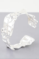 Abstract Ripple Open Cuff Bracelet Simmer & Fay Silver