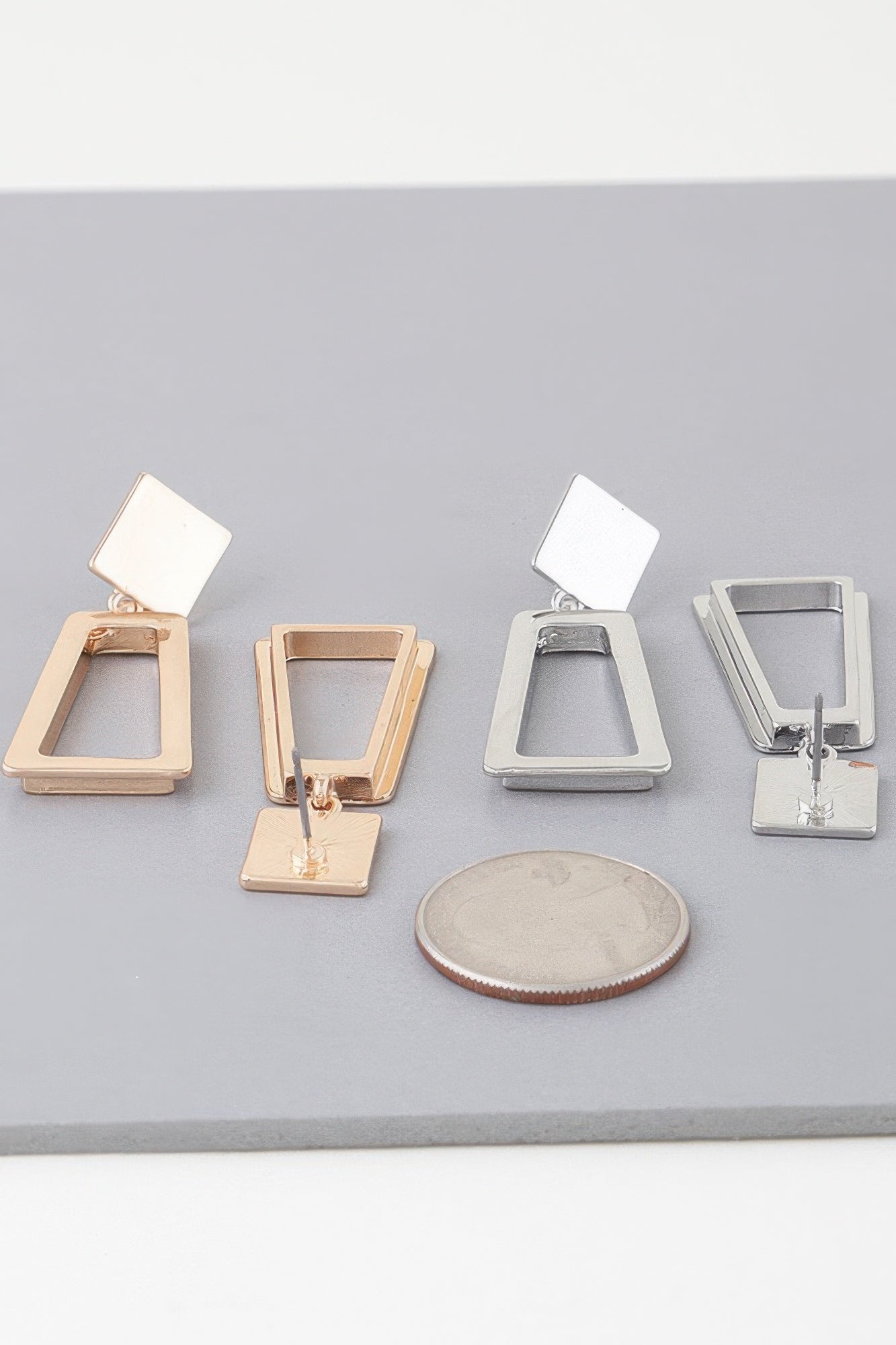 Modern Geometric Frame Drop Earrings Simmer & Fay