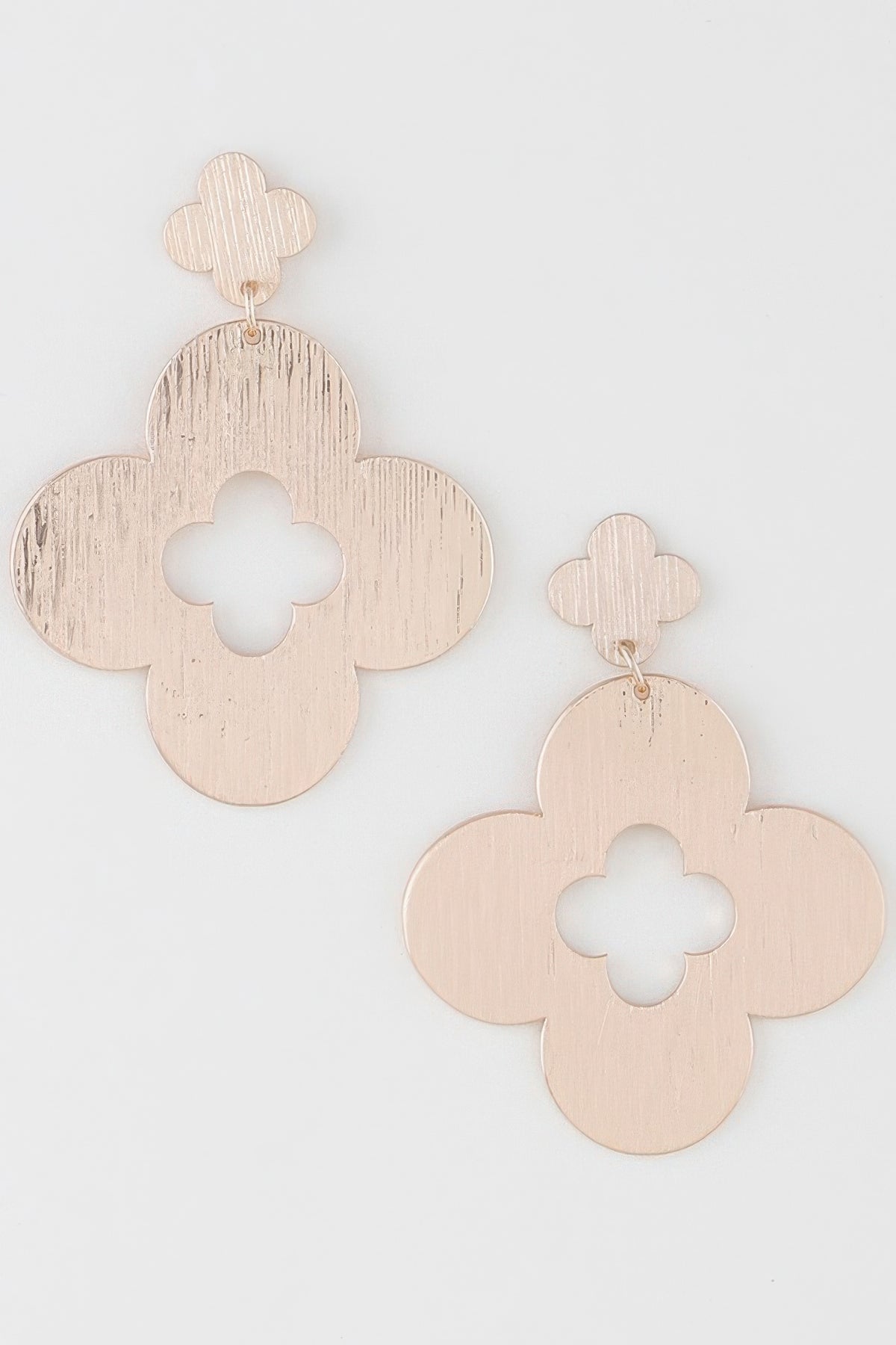 Textured Open Clover Drop Earrings Simmer & Fay Gold