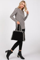 Fleece Trimmed Solid Tote And Crossbody Bag Simmer & Fay