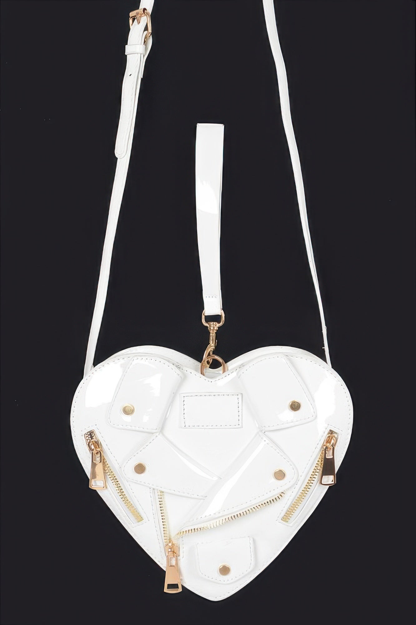 Heart Shape Jacket Crossbody Bag Simmer & Fay White