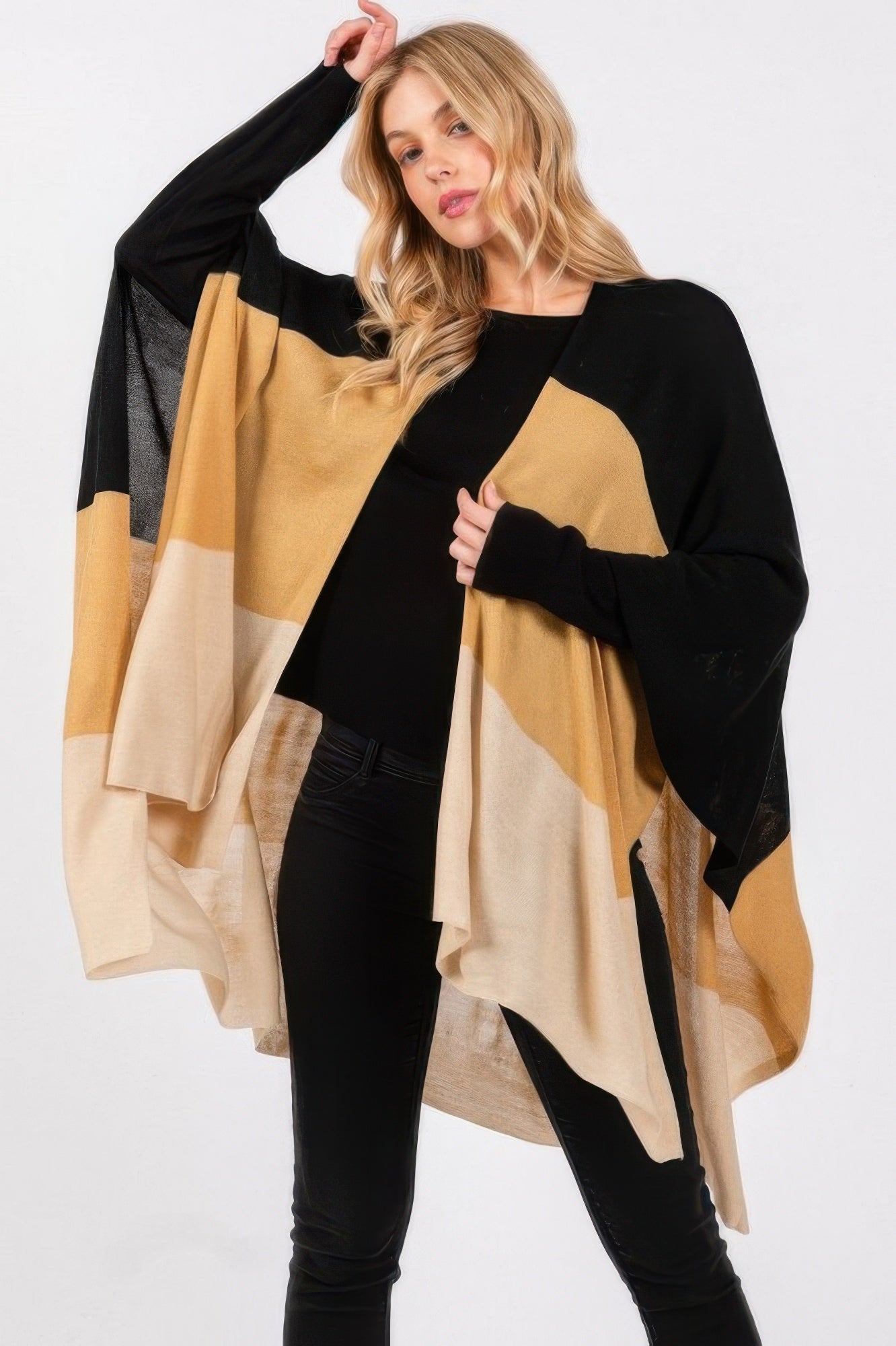 Three Tones Ruana Simmer & Fay Taupe One Size Fits All