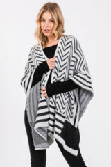 Fuzzy Chevron Pattern Ruana Simmer & Fay Ivory One Size Fits All