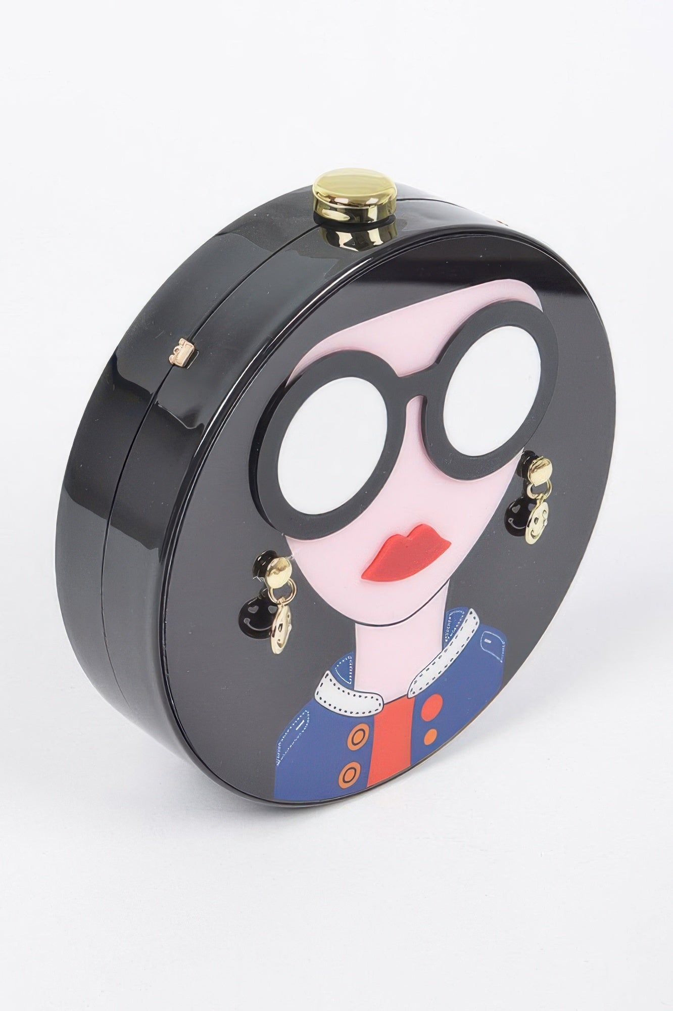 Novelty Fashion Girl Hard-Shell Gold Chain Minaudière Clutch HD Accessories