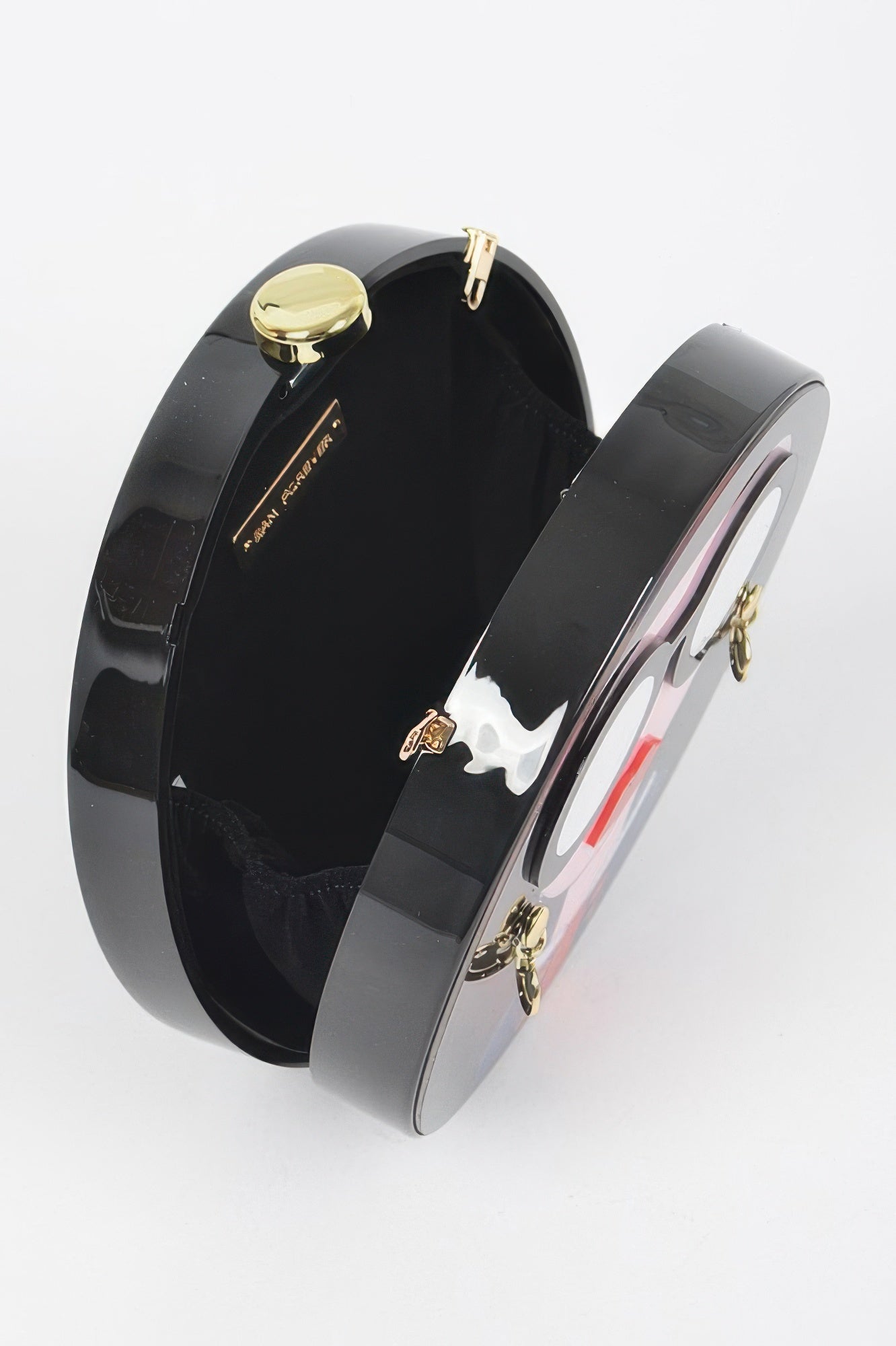 Novelty Fashion Girl Hard-Shell Gold Chain Minaudière Clutch HD Accessories Black