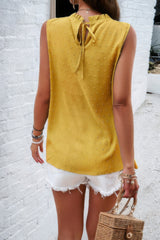 Crew Neck Swiss Dot Smocked Ruffled Loose Blouse Simmer & Fay