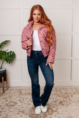 Wish Me Well Floral Printed Puffer Jacket in Rose Multi Polagram   