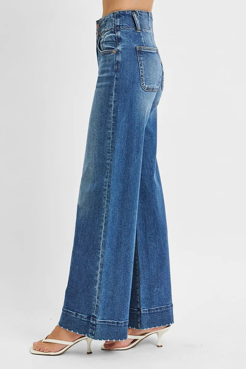 High Rise Ankle Wide Seam Detailed Jeans With Plus Size Risen