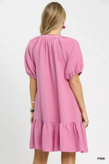 Embroidered Floral Babydoll Dress Umgee