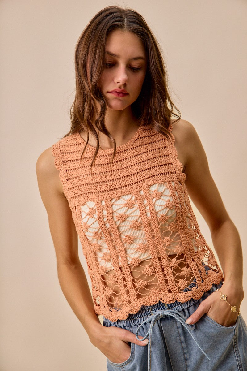 Crochet Knitted Lace Sweater Tank Top So Me