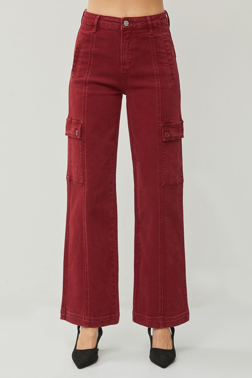 High Rise Wide Leg Cargo Jeans Risen   