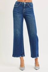 Tummy Control 4 Way Stretch High Rise Crop Wide Leg Jeans Risen