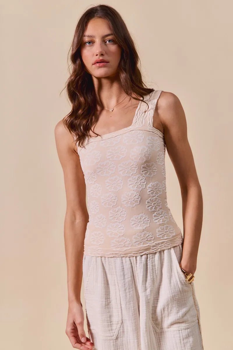 Two Tone Floral Seamless Tank Top So Me